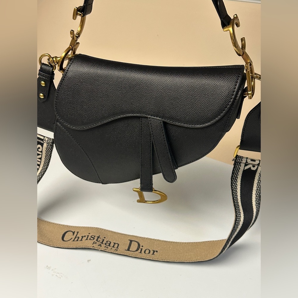 Black Saddle Bag with Signature Strap